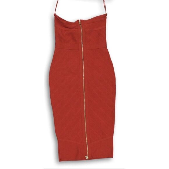 Ario Collection Red Strapless Back Zipp Bodycon Size medium - Picture 3 of 15